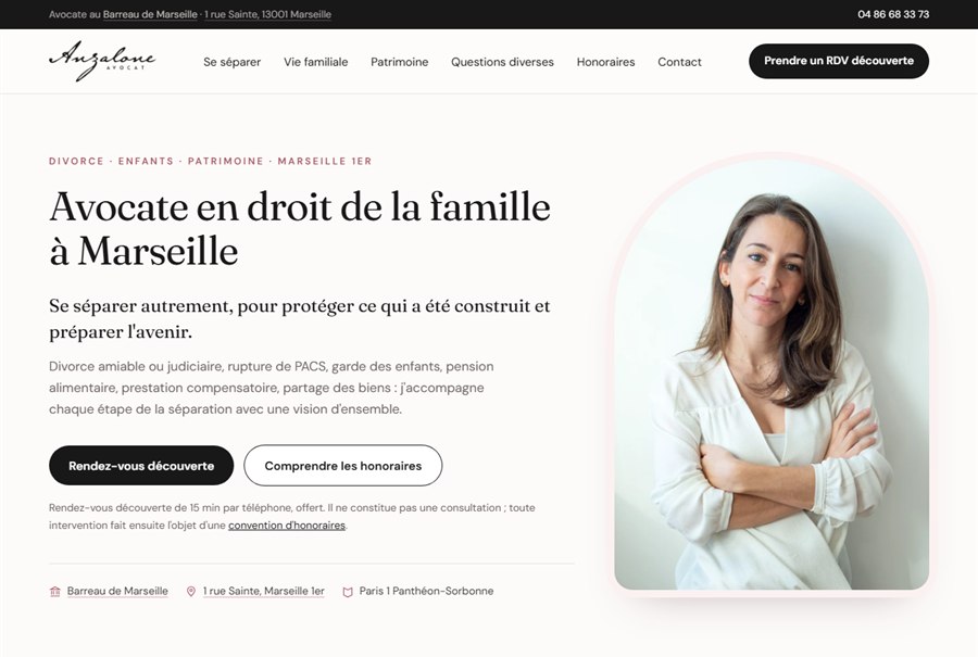Aperçu du site Anzalone Avocat, avocate en droit de la famille à Marseille