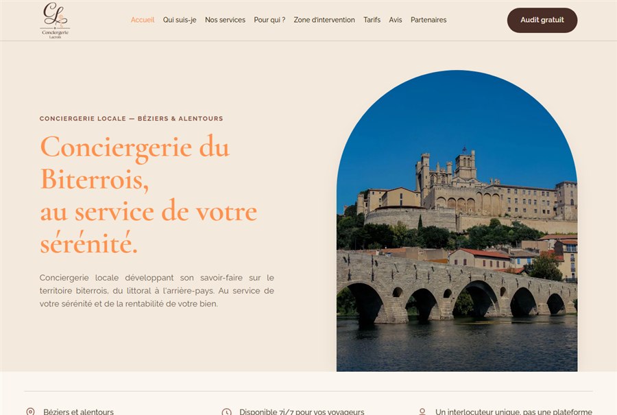 Aperçu du site Conciergerie Lacroix, conciergerie à Béziers