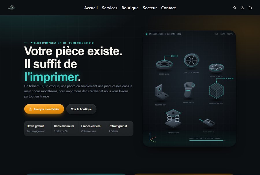 Aperçu du site Créat Yves 3D, atelier de modélisation et d'impression 3D à Pomérols