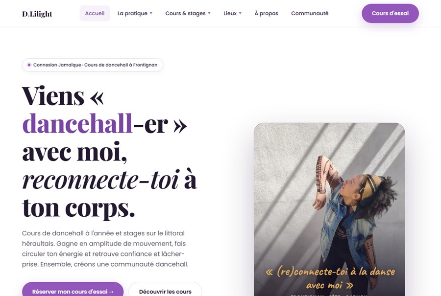 Aperçu du site D.Lilight — cours de dancehall