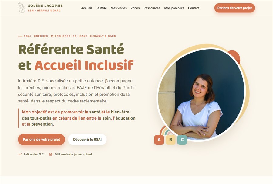Aperçu du site RSAI — Référente santé en crèche